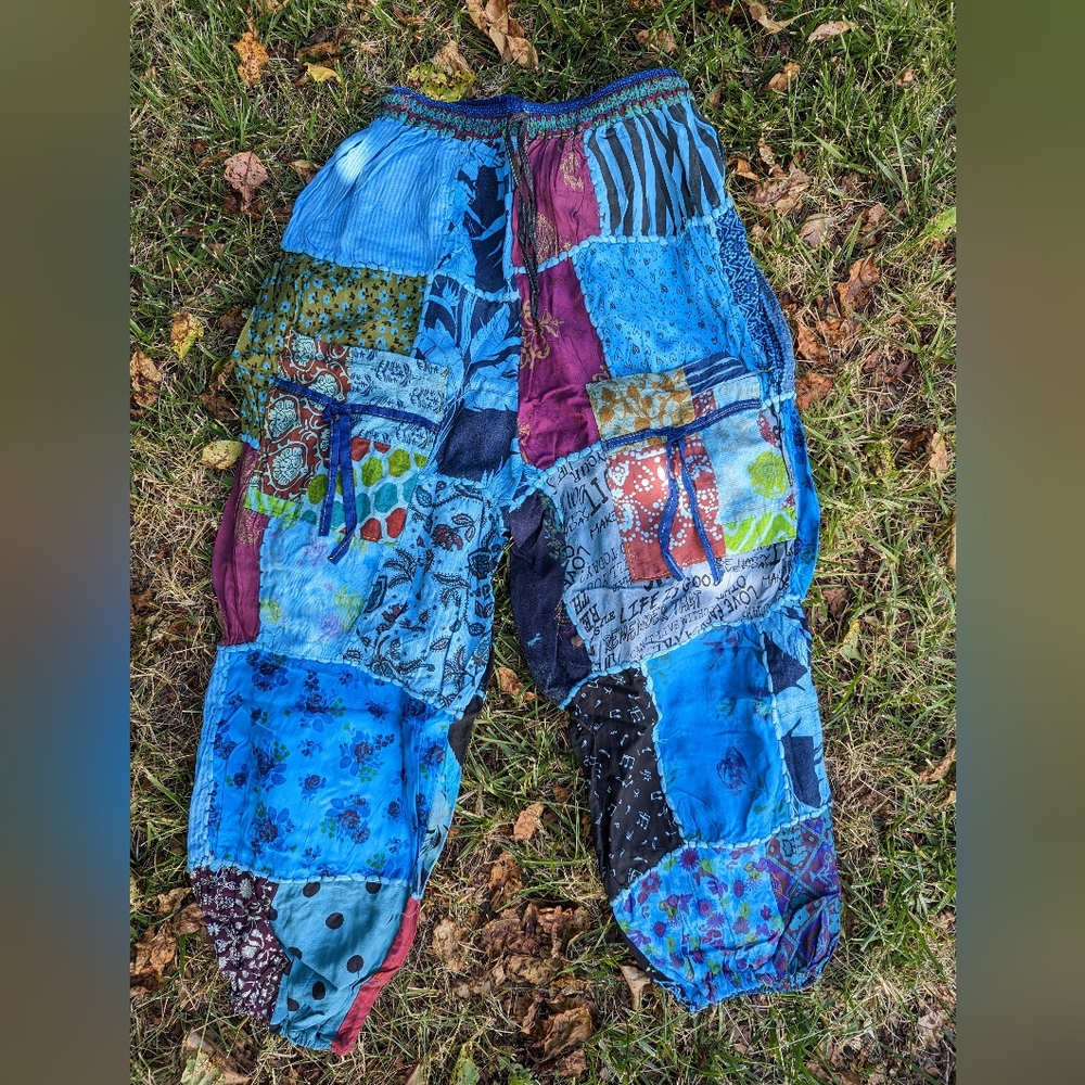 Patchwork bohemian pants with front pockets